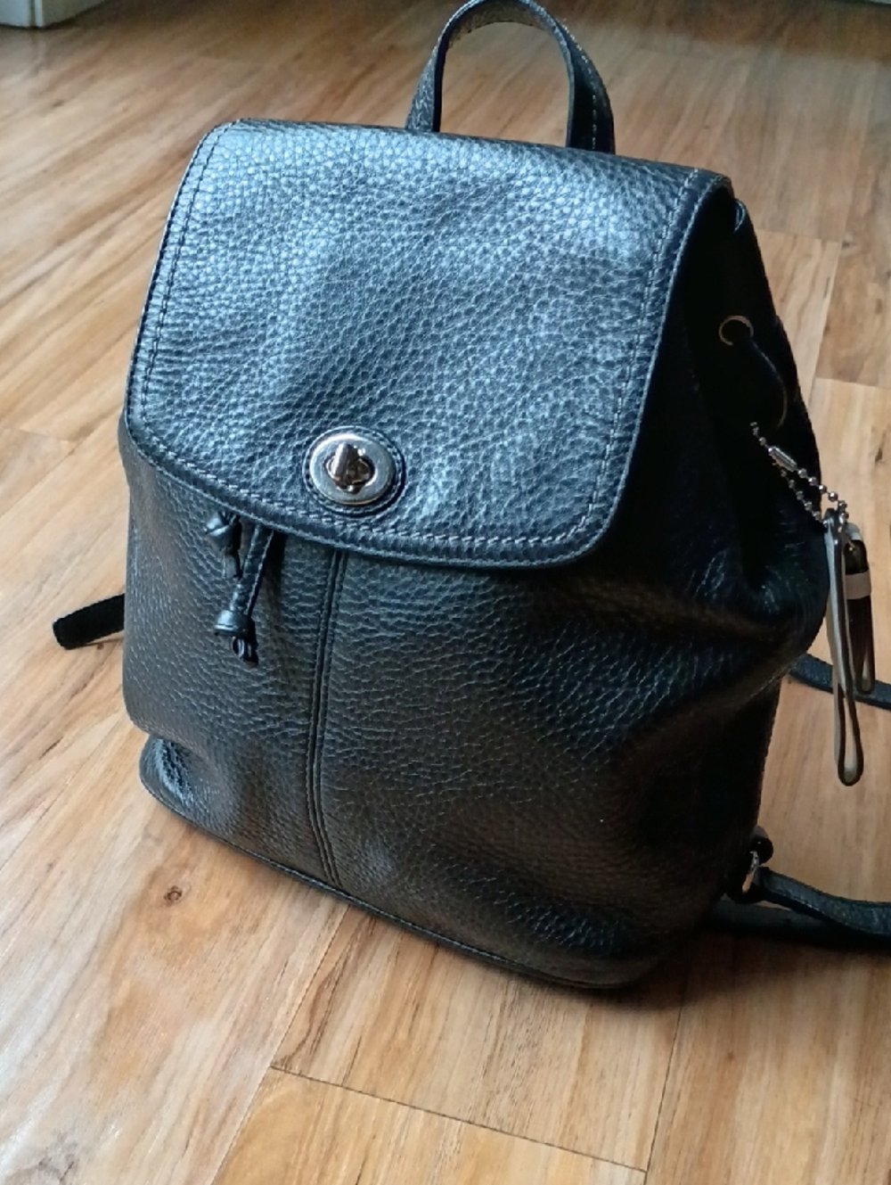 Coach Park Black Pebbled Leather Backpack